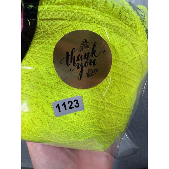 PINK Victoria's Secret Neon Yellow Lace Racerback XS Bralette Bra Neoncore Rave - Picture 13 of 13